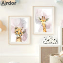 Axyaa Jungle Animals Nursery Posters Set - Kids Room Wall Art Canvas Painting