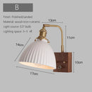 Axyaa Wood Ceramic Wall Sconce Lamp Brass Glass LED Wall Light