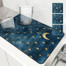 Axyaa Diatom Kitchen Drain Pads: Absorbent, Stars and Moons, Coffee Machine Mat