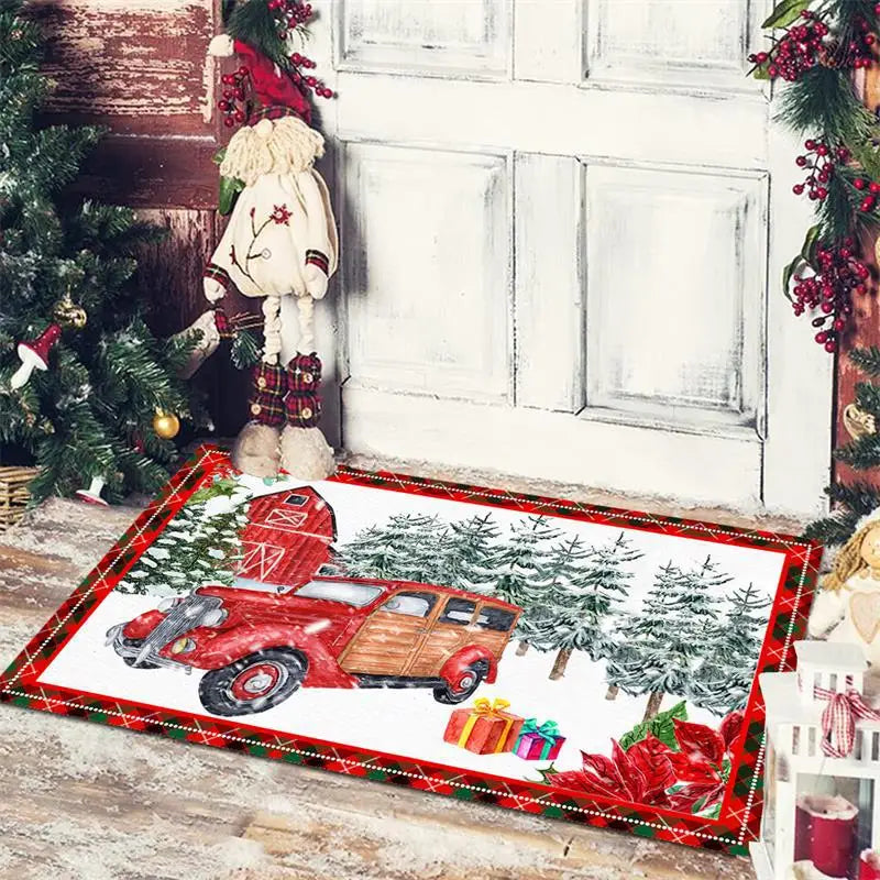Christmas Dwarf Print Floor Mat for Living Room and Balcony Decoration by Axyaa