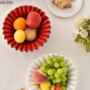 Axyaa Wave Edge Ceramic Fruit Plate Snack Bowl Set