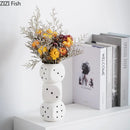 Axyaa Dice Shape Ceramic Vase for Aesthetic Room Decor and Flower Arrangement