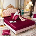Axyaa Satin Silky Fitted Bed Sheet Set - Luxury Solid Color Sheets & Pillow Cases