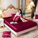 Axyaa Satin Silky Fitted Bed Sheet Set - Luxury Solid Color Sheets & Pillow Cases