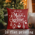 Christmas Red Deer & Merry Words Pattern Pillow Cover by Axyaa for Sofa Bedroom Car