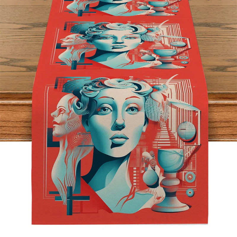 Axyaa Geometric Abstract Table Runner: Elegant Dining Table Decor for Kitchen Parties