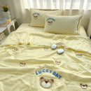 Axyaa Cartoon Embroidered Duvet Set: Breathable & Thin for Summer Comfort