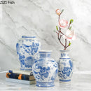 Axyaa Blue White Floral Bird Vase Ceramic Decor Hydroponic Crafts Bouquet Arrangement