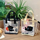 Axyaa Black Cat Mesh Handbag: Cute, Spacious, Versatile, Transparent Beach Bag
