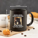 Axyaa Cat Mug 350ml Black Ceramic Office Coffee Cup for Friends and Company