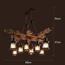 Axyaa Industrial Glass & Wood Chandelier - Retro Style for Restaurants, Bars & Coffee Shops