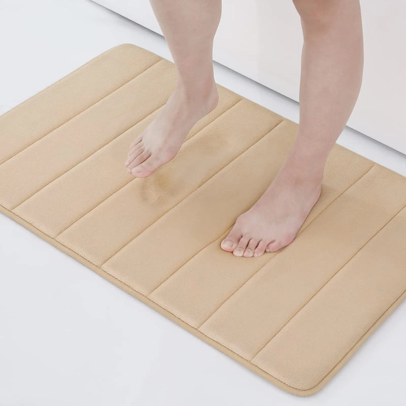 Luxury Memory Foam Bath Mat by Axyaa: Super Absorbent, Soft Coral Velvet, Non-Slip Rug
