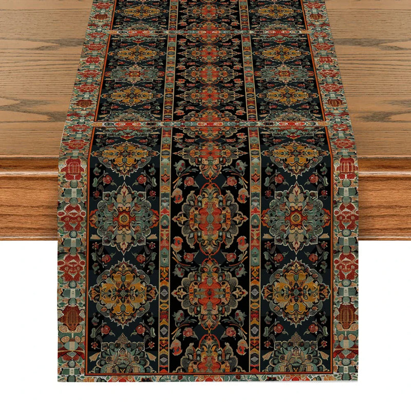 Axyaa National Style Table Runner - Retro Pattern for Dining Decor and Wedding