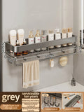 Axyaa Aluminum Kitchen & Bathroom Wall Hanging Rack Storage Shelf Organize Everything