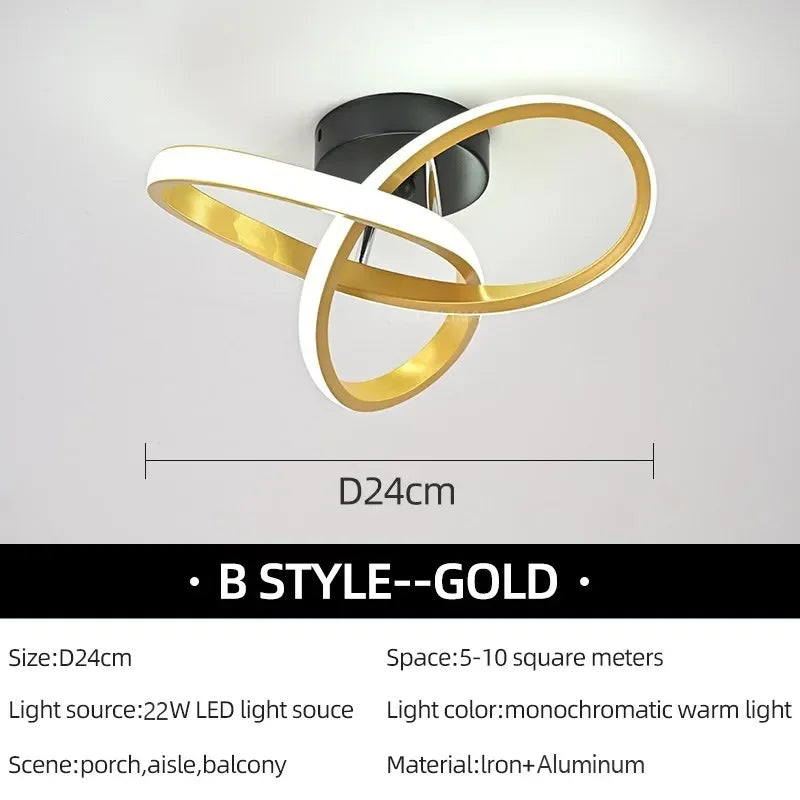 Axyaa Trefoil LED Ceiling Light: Dimmable Acrylic, Black White Gold Luminaire