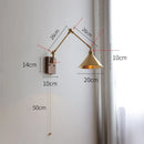 Axyaa Copper LED Wall Lamp with Pull Chain Switch, Nordic Design