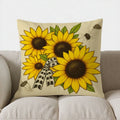 Axyaa Sunflower Gingham Bow Throw Pillow Cover for Sofa Bedroom Car