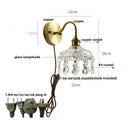 Axyaa Nordic LED Wall Light with Pull Chain Switch, Crystal Glass Copper Lamp