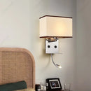 Axyaa LED Fabric Lampshade Wall Light USB Spotlight Adjustable Bedside Reading Light
