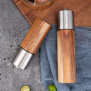 Axya Stainless Steel Cap Manual Grinder for Kitchen, Acacia Cylindrical Bottle with Ceramic Core