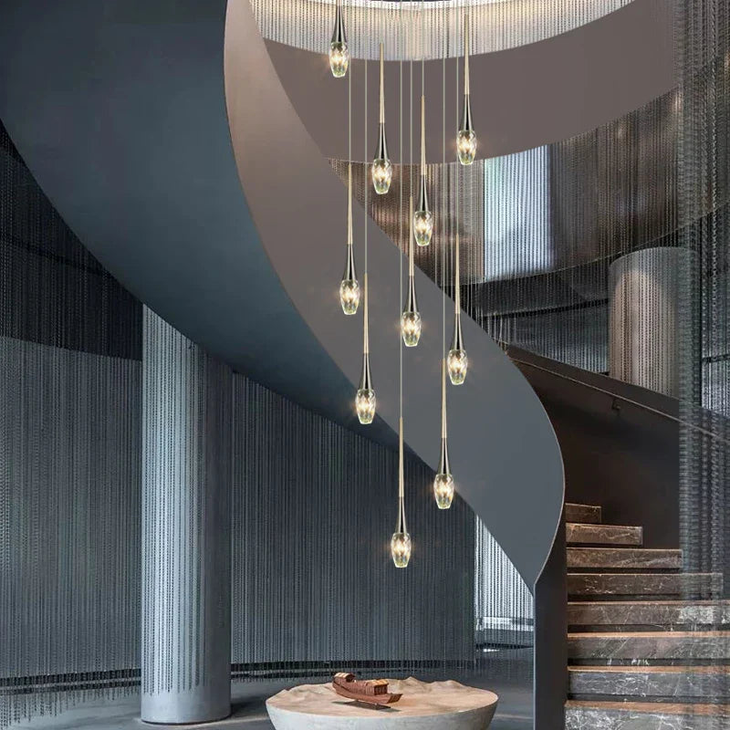 Axyaa Crystal Staircase Chandelier for Living Room, Bars and Restaurants