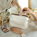 Axyaa Makeup Bag: PU Leather, Large Capacity, Double Zipper, Travel Toiletries Storage
