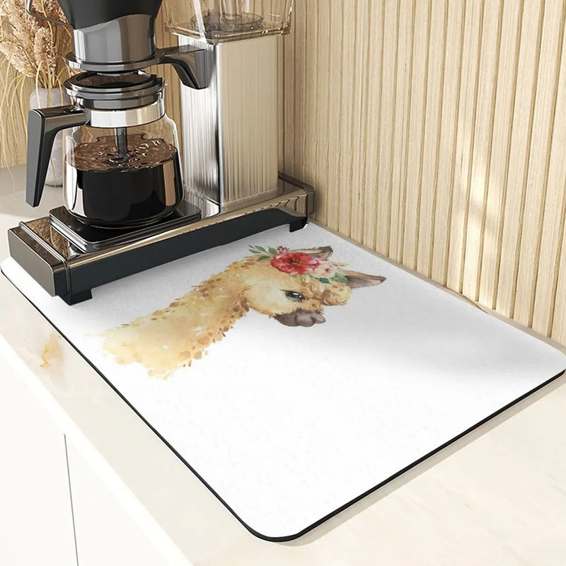 Axyaa Cheetah Print Absorbent Drying Mat & Coasters Set