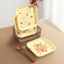 Axyaa Cherry Pattern Dessert Plates Set of 4 - Reusable Square Snack Dishes