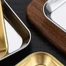 Axyaa Square Stainless Steel Food Tray Plate for Creative Snacking and Dining