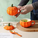 Axyaa Ceramic Pumpkin Thermos Cup with Lid - Halloween Gift Mug