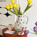 Axyaa Ceramic Vase: Irregular Surface Flower Pot for Desk Decoration and Floral Arrangement