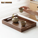 Axyaa Walnut Wooden Serving Trays - Rectangular Multipurpose Tea Coffee Breakfast Trays