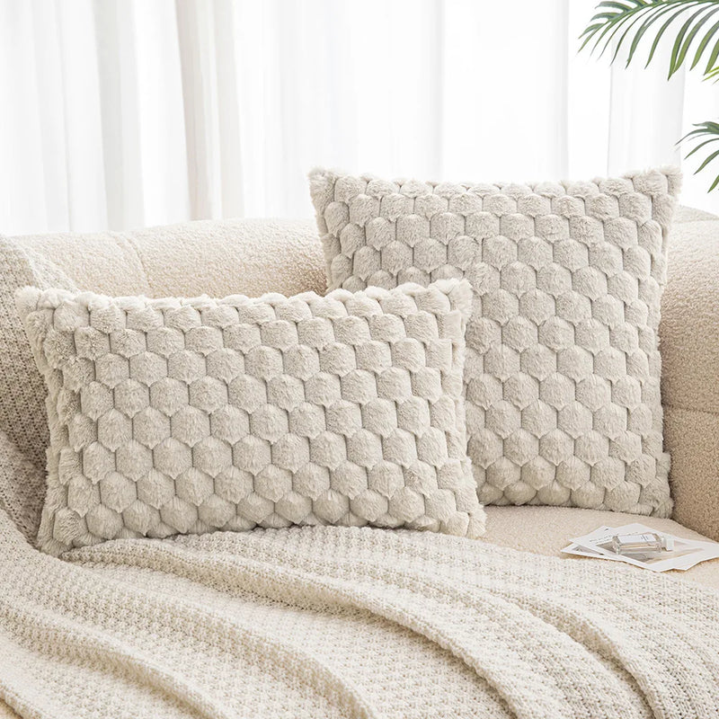 Axyaa Winter Cozy Cushion Cover - Soft Fluffy Square Pillow Cover for Home Sofa
