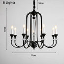 Axyaa Black Iron Crystal Chandelier Candle Lamp for Country Living Room