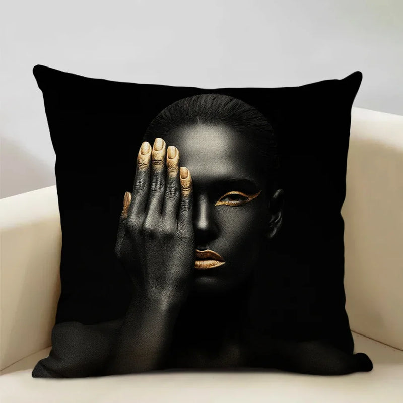 Axyaa African Lady Cushion Cover Pillow Case Sofa Decoration Linen Pillowcase