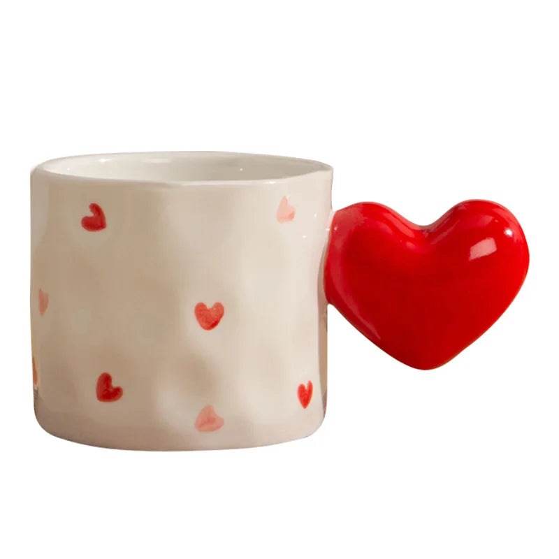 Axya Heart-Shaped Ceramic Coffee Mug – Cute Cartoon Design for Girls & Birthday Gift