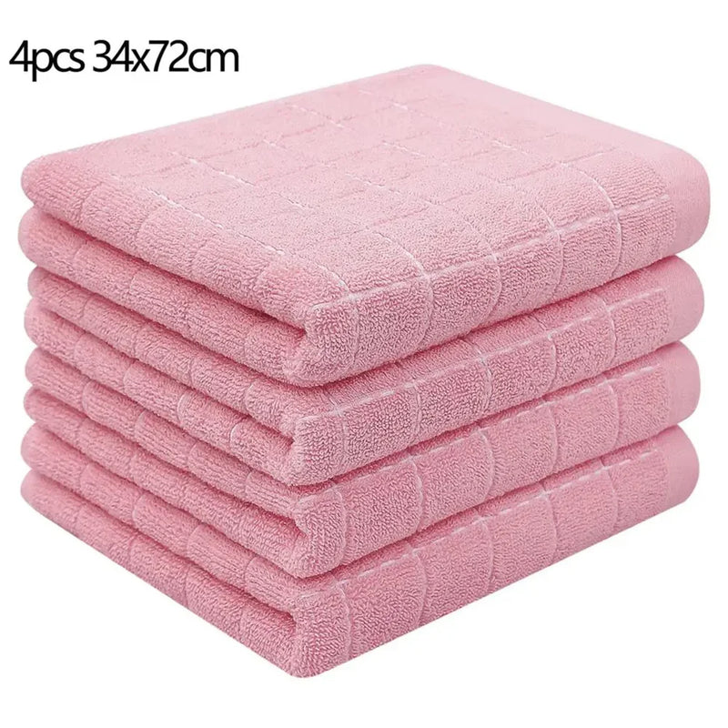 Axyaa Cotton Kitchen Towels Set of 4, Ultra Soft Absorbent Dishcloths