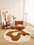 Axyaa Plush Retro Living Room Round Carpet: Soft Fluffy Rug for Bedroom & Cloakroom