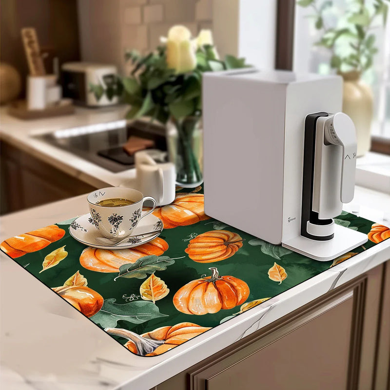 Axyaa Halloween Head Kitchen Absorbent Mat - Antiskid & Quick Dry Dish Drying Mat