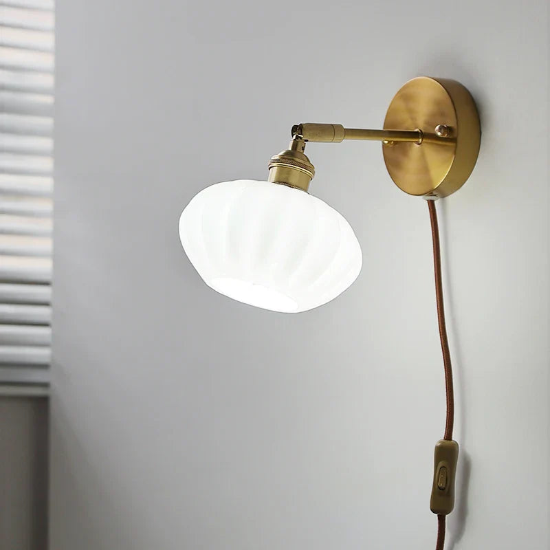 Axyaa White Glass LED Wall Lamps - Modern Nordic Interior, Up Down Rotate Lighting