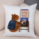 Axyaa Cartoon Cat Decorative Cushion Cover for Home, Sofa, Kids Room