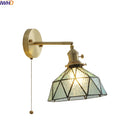 Axyaa Modern Copper Glass LED Wall Sconce Pull Chain Switch Stair Light Fixtures