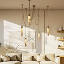 Axyaa Industrial Marble Iron Chain LED Chandelier for Home Décor
