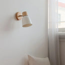 Axyaa Iron Wood LED Wall Light with Pull Chain Switch & White Glass Rotation