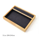 Axyaa Solid Wood Jewelry Tray Ring Necklace Storage Box Velvet Display Rack