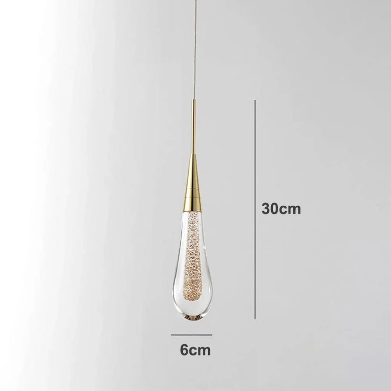 Axyaa Crystal Glass Led Pendant Lights - Modern Tear Drop Chandelier