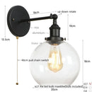 Axyaa Glass Globe LED Wall Light - Rustic Vintage Industrial Mirror Fixture