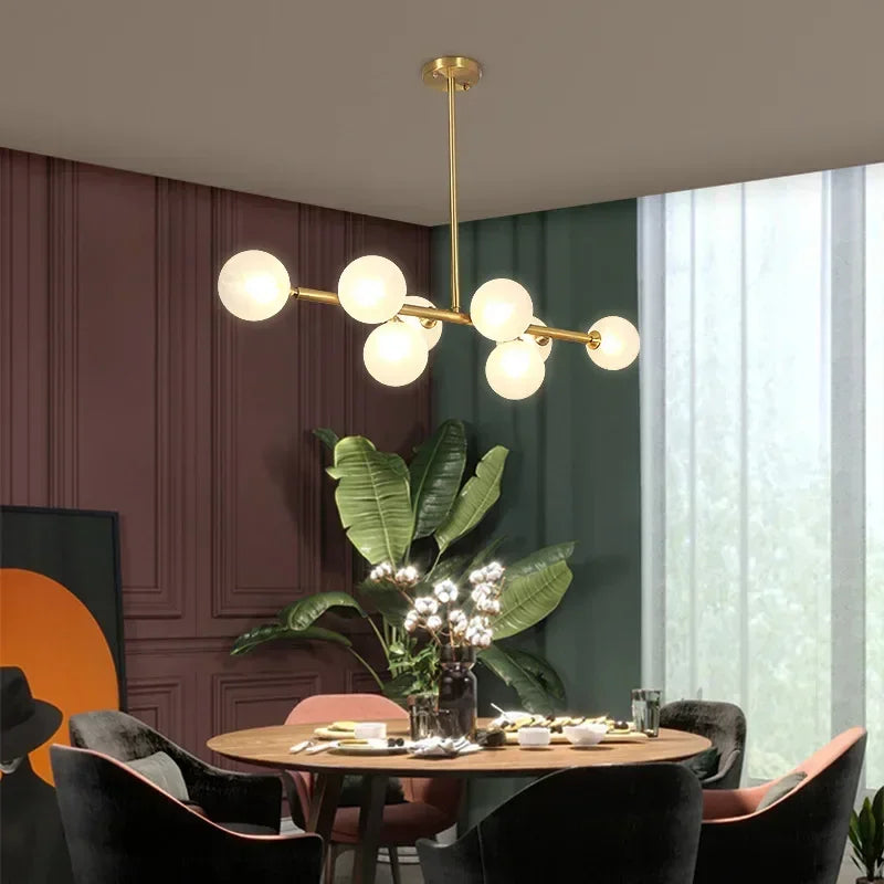 Axyaa Nordic Luxury LED Glass Ball Chandelier for Home Decor