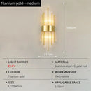 Axyaa Nordic Crystal LED Wall Lamp - Stainless Steel Decor for Home, Study, Bedroom