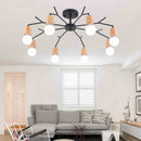 Axyaa Nordic Wood Ceiling Lights Modern Sputnik Chandelier for Home Decor